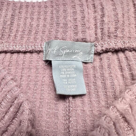 Sky & Sparrow | Women | Taupe Waffle Knit Thermal Crop Top Flare Pant Set | L-XL - Picture 12 of 15